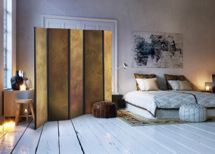 Folding Screen Golden Temptation II - brown texture with delicate golden contrast 95454 additionalImage 2
