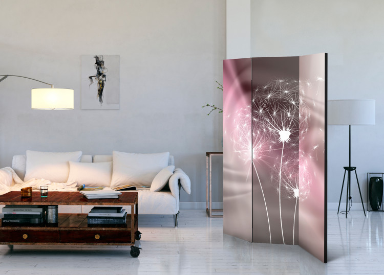 Room Divider Magical Touch - white dandelion glow on a background of purple light 95654 additionalImage 2
