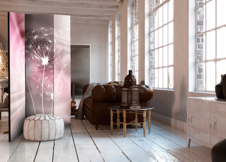 Room Divider Magical Touch - white dandelion glow on a background of purple light 95654 additionalImage 4