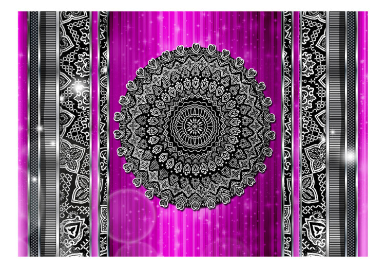 Photo Wallpaper Abstract - dark ornaments with metallic effect on purple background 96654 additionalImage 1
