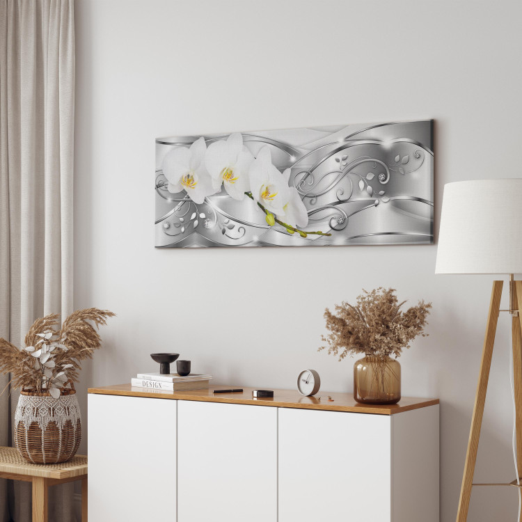 Canvas Art Print Flowering (1 Part) Wide Silver 106964 additionalImage 4
