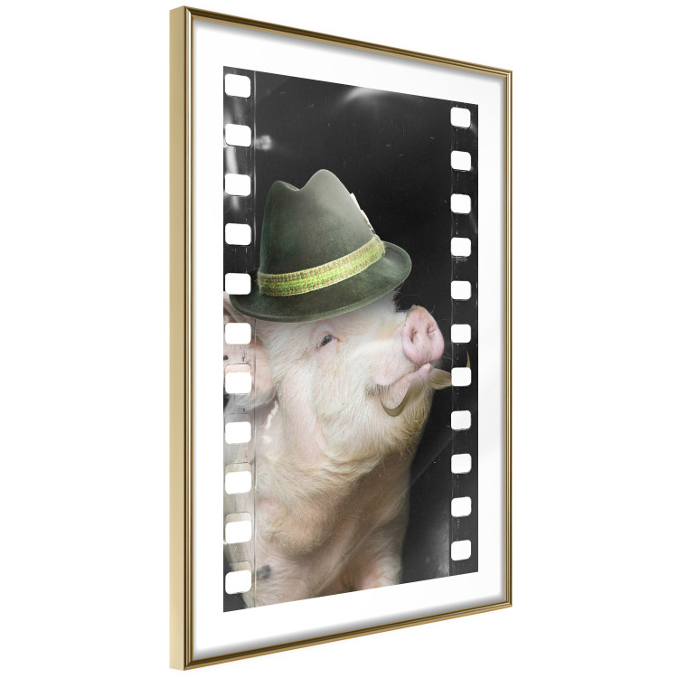 Poster Pig with Mustache - funny cinematic fantasy with a pink mustached pig 116364 additionalImage 8