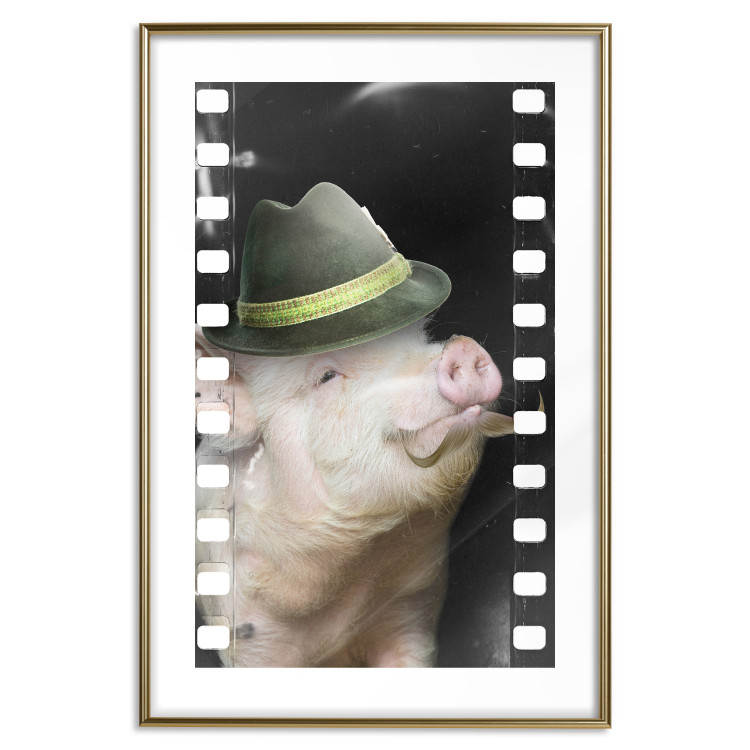 Poster Pig with Mustache - funny cinematic fantasy with a pink mustached pig 116364 additionalImage 14