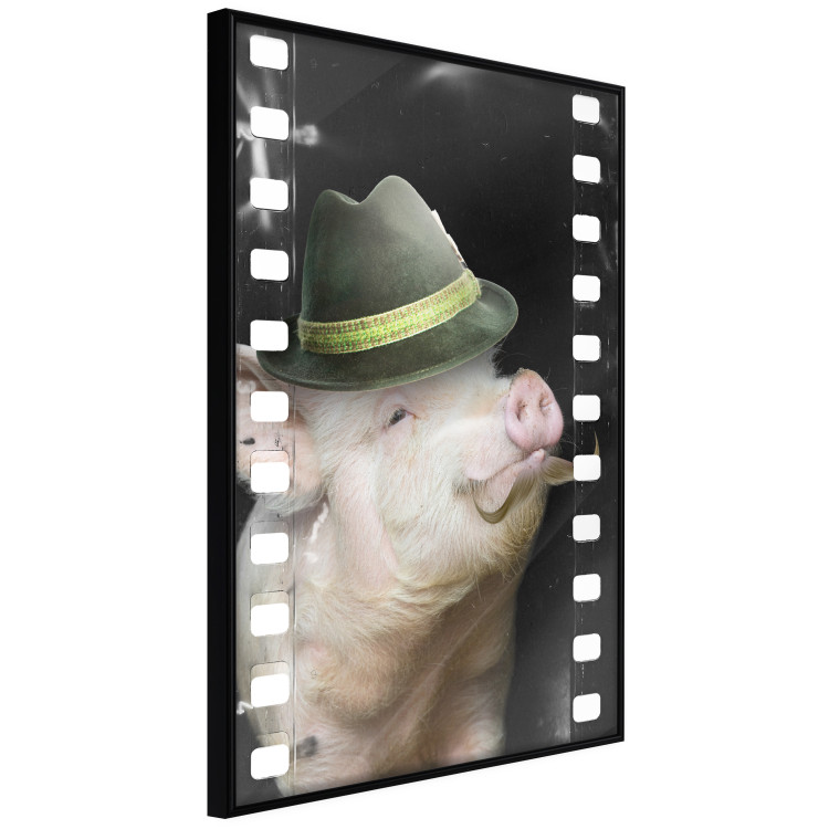 Poster Pig with Mustache - funny cinematic fantasy with a pink mustached pig 116364 additionalImage 12