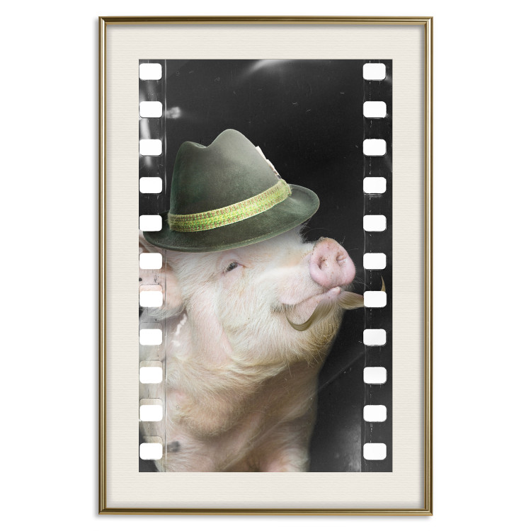 Poster Pig with Mustache - funny cinematic fantasy with a pink mustached pig 116364 additionalImage 19