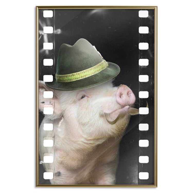 Poster Pig with Mustache - funny cinematic fantasy with a pink mustached pig 116364 additionalImage 16