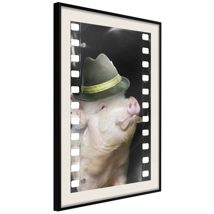 Poster Pig with Mustache - funny cinematic fantasy with a pink mustached pig 116364 additionalImage 3