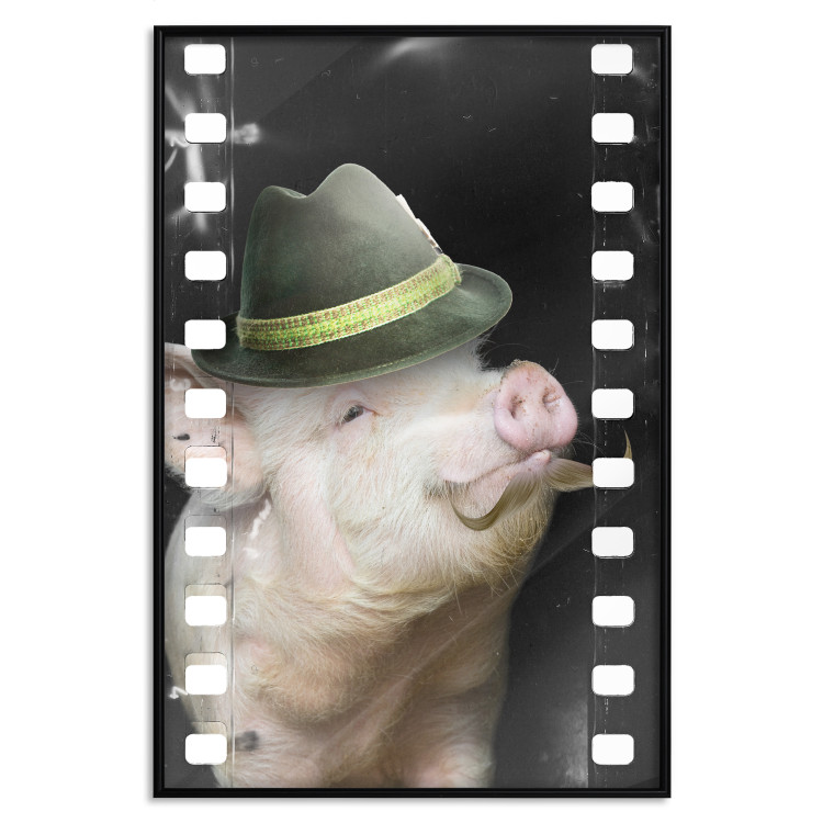 Poster Pig with Mustache - funny cinematic fantasy with a pink mustached pig 116364 additionalImage 24