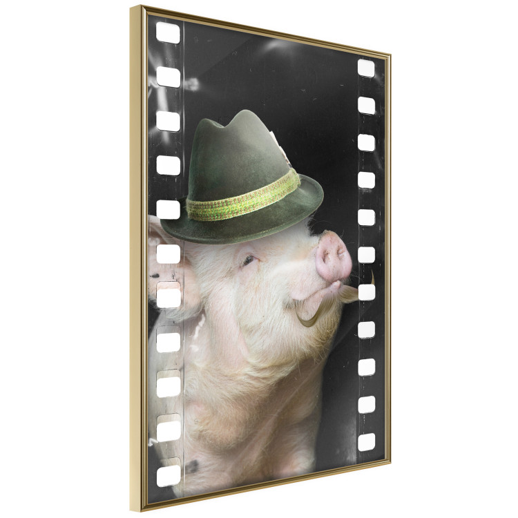 Poster Pig with Mustache - funny cinematic fantasy with a pink mustached pig 116364 additionalImage 14