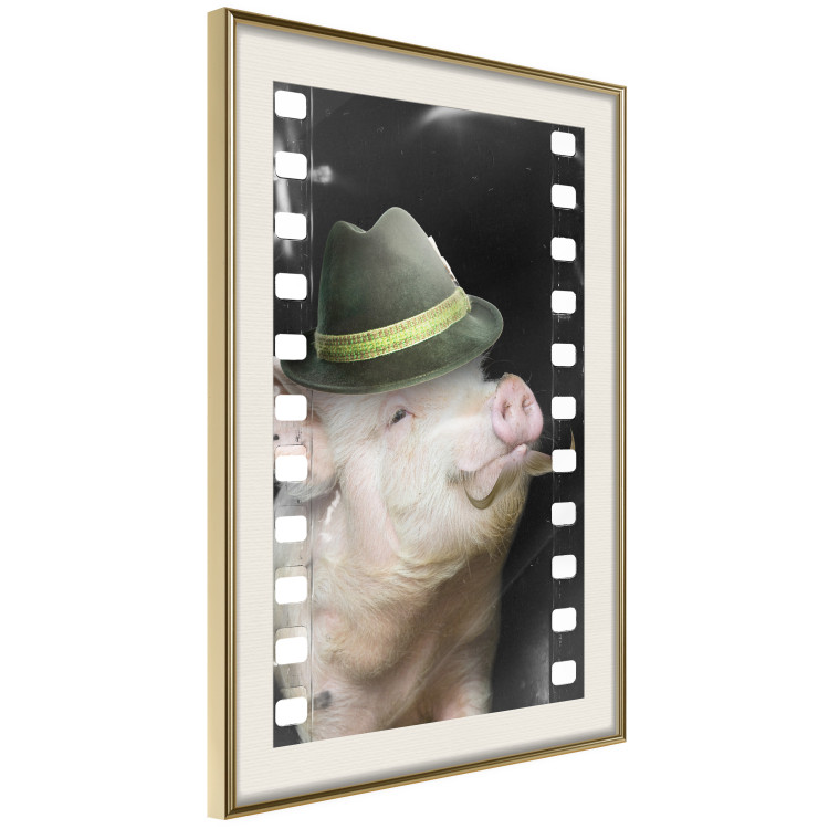 Poster Pig with Mustache - funny cinematic fantasy with a pink mustached pig 116364 additionalImage 2