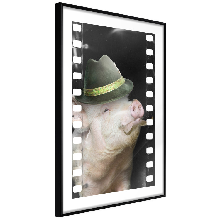 Poster Pig with Mustache - funny cinematic fantasy with a pink mustached pig 116364 additionalImage 11