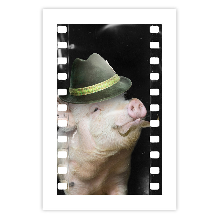 Poster Pig with Mustache - funny cinematic fantasy with a pink mustached pig 116364 additionalImage 25