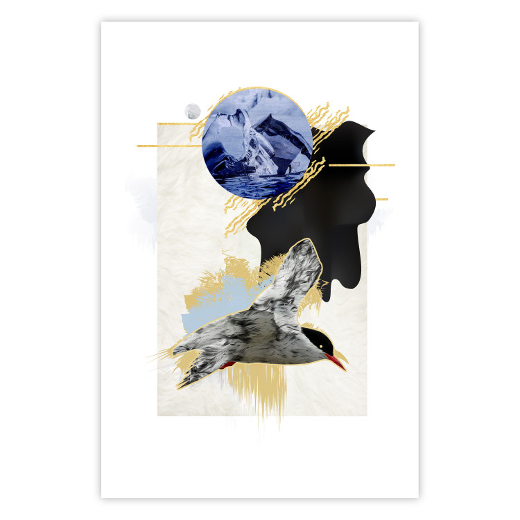 Wall Poster Antarctic Tern - colorful abstraction with a bird and a winter motif 116664