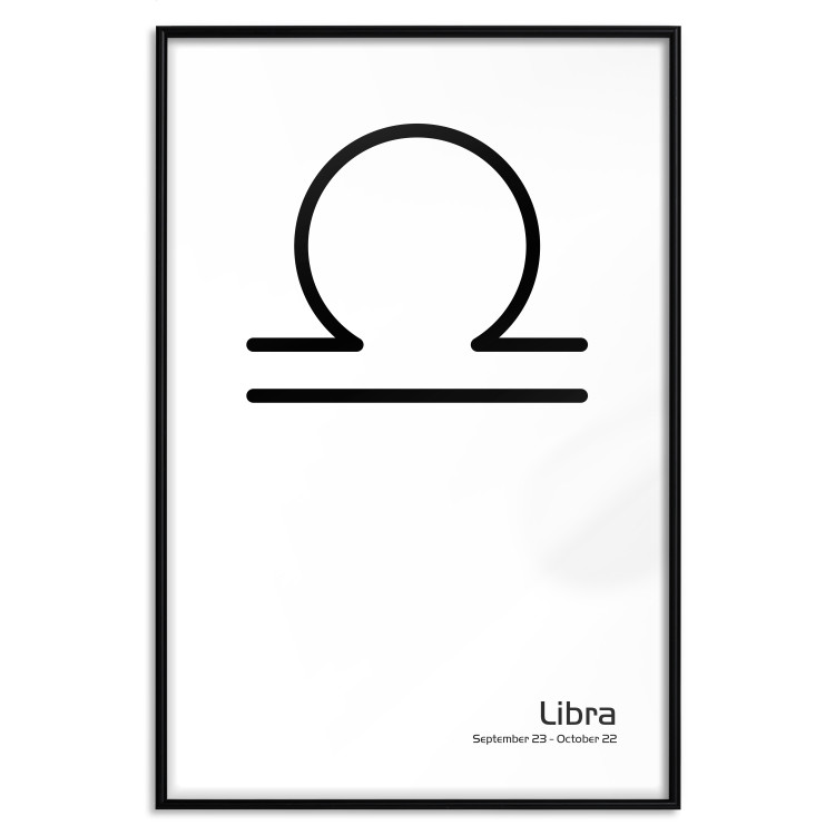 Poster Libra - simple black and white composition with zodiac sign and text 117064 additionalImage 24