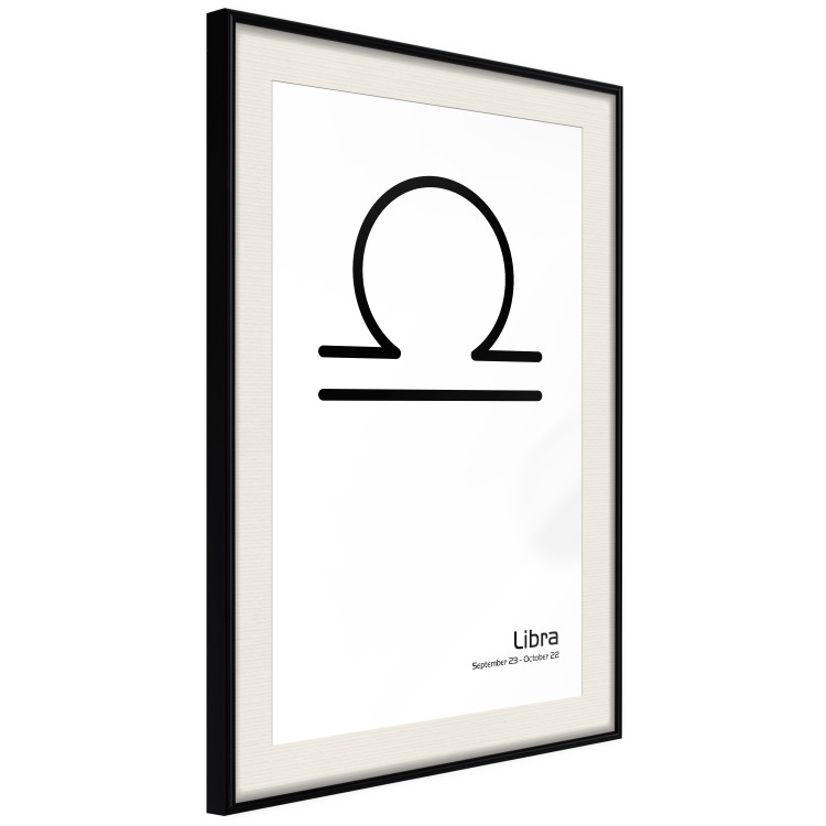 Poster Libra - simple black and white composition with zodiac sign and text 117064 additionalImage 13