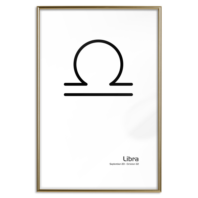 Poster Libra - simple black and white composition with zodiac sign and text 117064 additionalImage 16