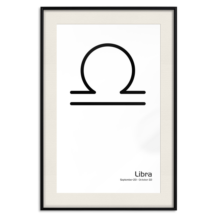 Poster Libra - simple black and white composition with zodiac sign and text 117064 additionalImage 18