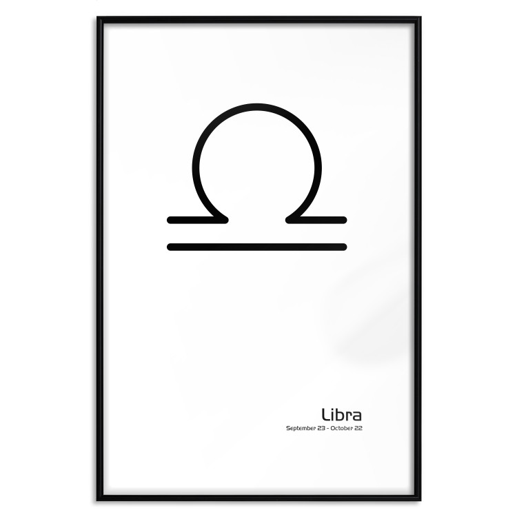 Poster Libra - simple black and white composition with zodiac sign and text 117064 additionalImage 17