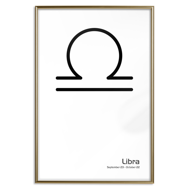 Poster Libra - simple black and white composition with zodiac sign and text 117064 additionalImage 20