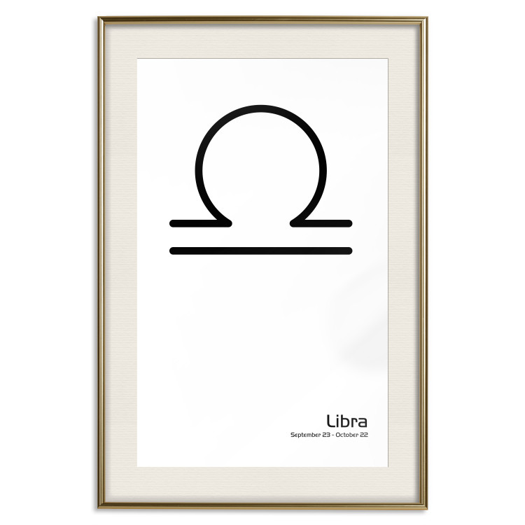 Poster Libra - simple black and white composition with zodiac sign and text 117064 additionalImage 19