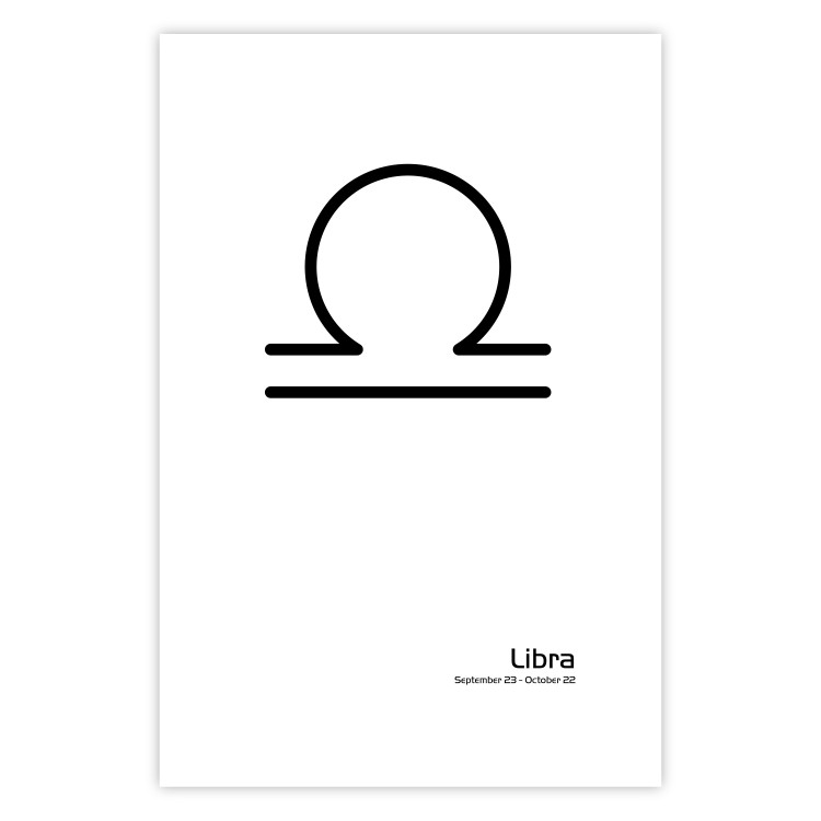 Poster Libra - simple black and white composition with zodiac sign and text 117064 additionalImage 25