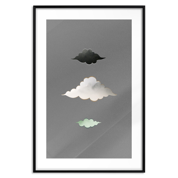 Wall Poster Cumulonimbus - unique abstraction with three clouds on a uniform background 118164 additionalImage 15