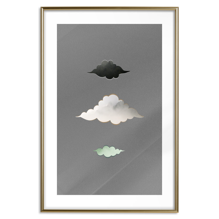 Wall Poster Cumulonimbus - unique abstraction with three clouds on a uniform background 118164 additionalImage 14