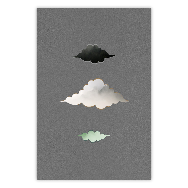 Wall Poster Cumulonimbus - unique abstraction with three clouds on a uniform background 118164