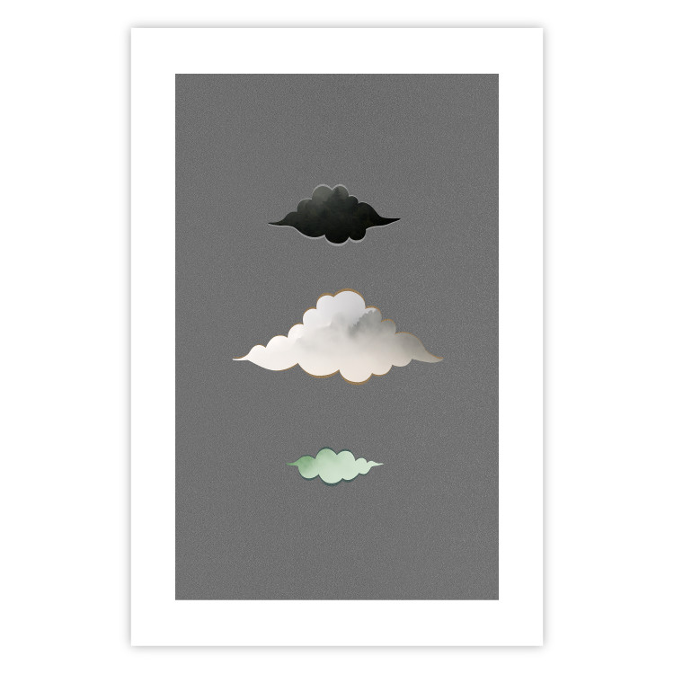 Wall Poster Cumulonimbus - unique abstraction with three clouds on a uniform background 118164 additionalImage 19