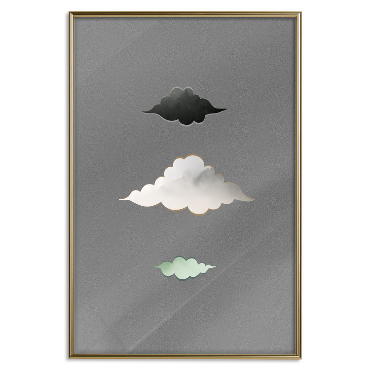 Wall Poster Cumulonimbus - unique abstraction with three clouds on a uniform background 118164 additionalImage 16