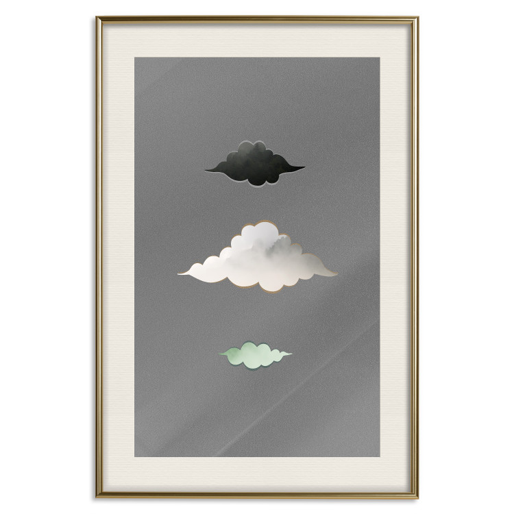 Wall Poster Cumulonimbus - unique abstraction with three clouds on a uniform background 118164 additionalImage 19