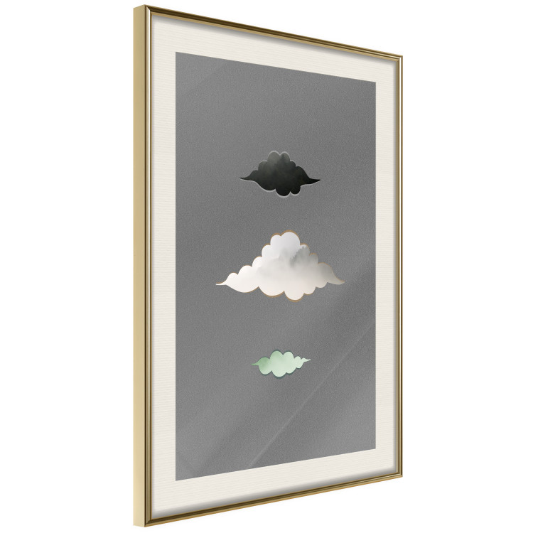 Wall Poster Cumulonimbus - unique abstraction with three clouds on a uniform background 118164 additionalImage 6