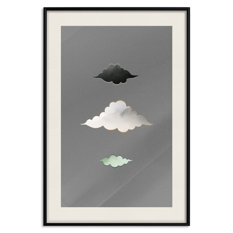 Wall Poster Cumulonimbus - unique abstraction with three clouds on a uniform background 118164 additionalImage 18