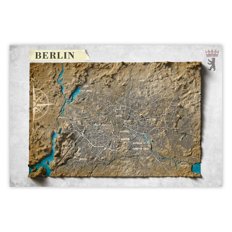 Wall Poster Isometric Map: Berlin - capital of Germany in brown on a light background 118564