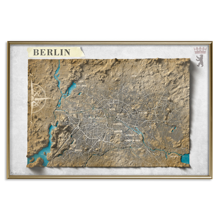 Wall Poster Isometric Map: Berlin - capital of Germany in brown on a light background 118564 additionalImage 20