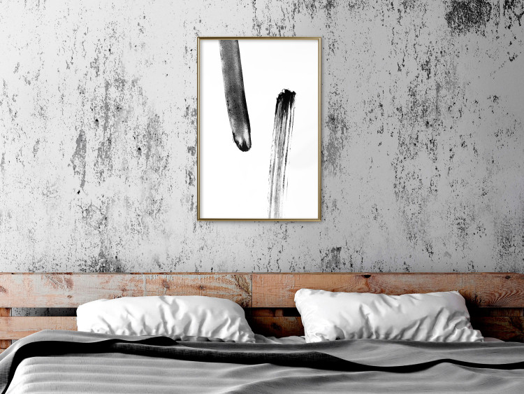 Wall Poster Chance Encounter - simple black and white abstraction in paint streaks 119264 additionalImage 7