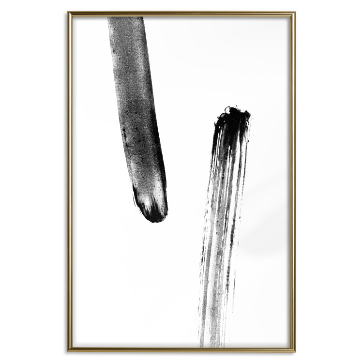 Wall Poster Chance Encounter - simple black and white abstraction in paint streaks 119264 additionalImage 20