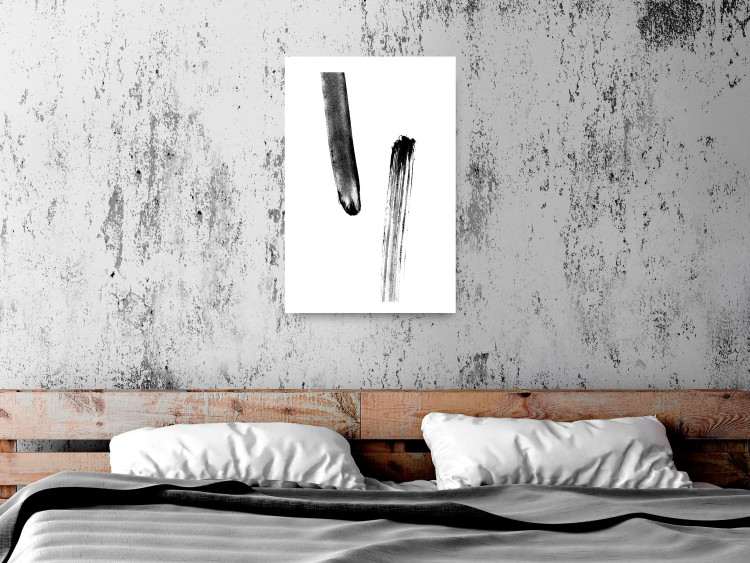 Wall Poster Chance Encounter - simple black and white abstraction in paint streaks 119264 additionalImage 4
