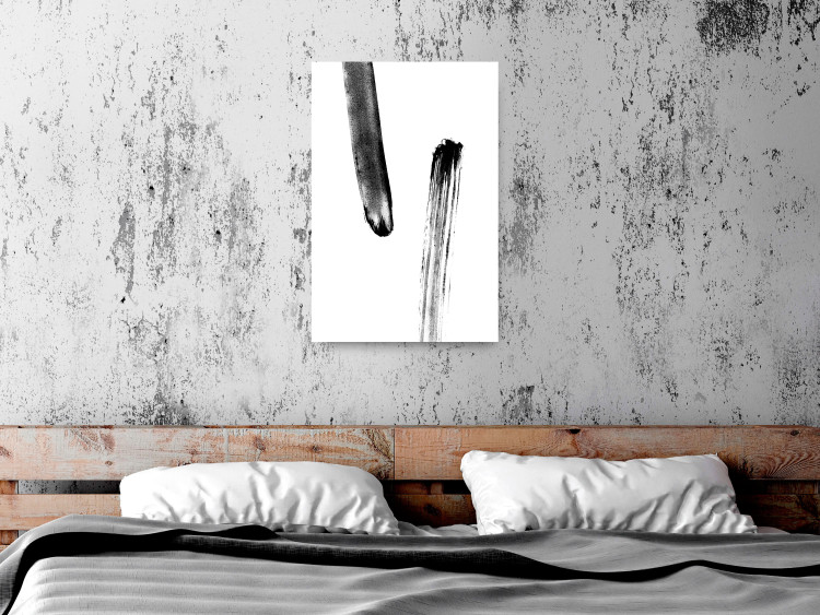 Wall Poster Chance Encounter - simple black and white abstraction in paint streaks 119264 additionalImage 23