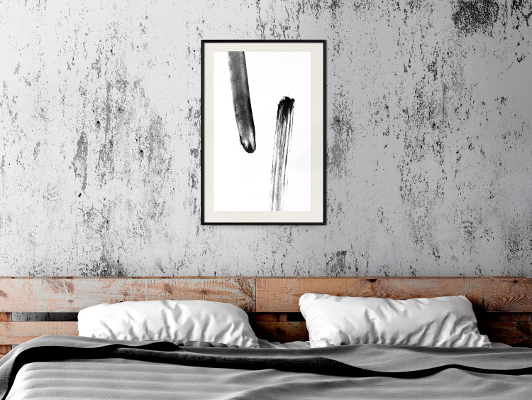 Wall Poster Chance Encounter - simple black and white abstraction in paint streaks 119264 additionalImage 22
