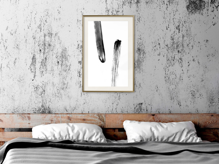 Wall Poster Chance Encounter - simple black and white abstraction in paint streaks 119264 additionalImage 21