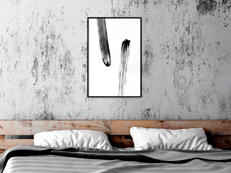 Wall Poster Chance Encounter - simple black and white abstraction in paint streaks 119264 additionalImage 3