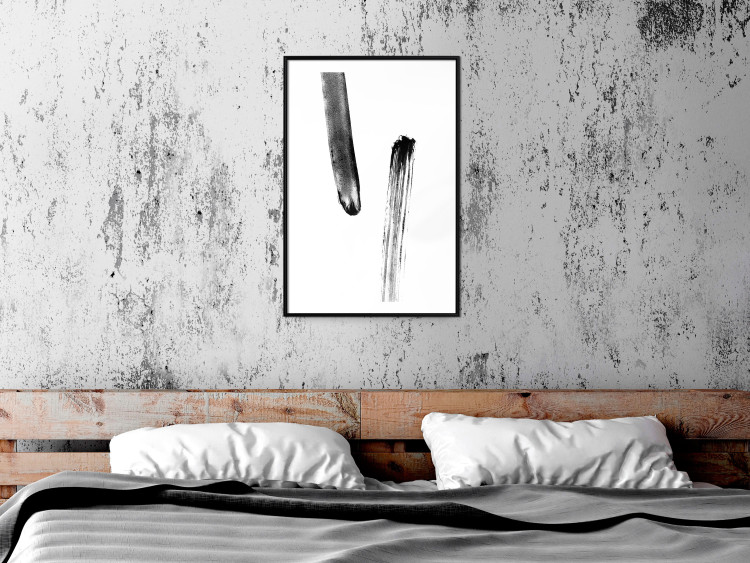 Wall Poster Chance Encounter - simple black and white abstraction in paint streaks 119264 additionalImage 6