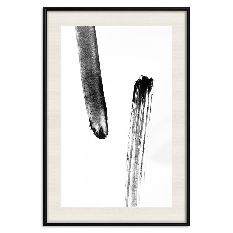 Wall Poster Chance Encounter - simple black and white abstraction in paint streaks 119264 additionalImage 18