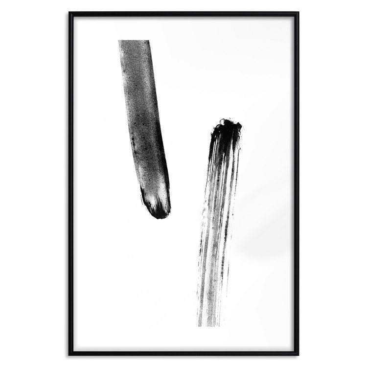 Wall Poster Chance Encounter - simple black and white abstraction in paint streaks 119264 additionalImage 15