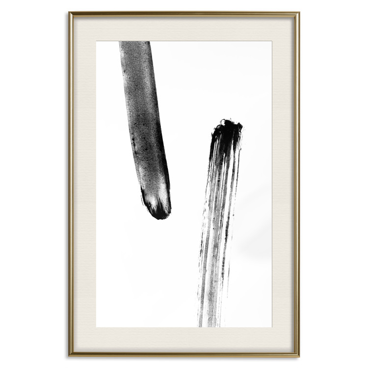 Wall Poster Chance Encounter - simple black and white abstraction in paint streaks 119264 additionalImage 19