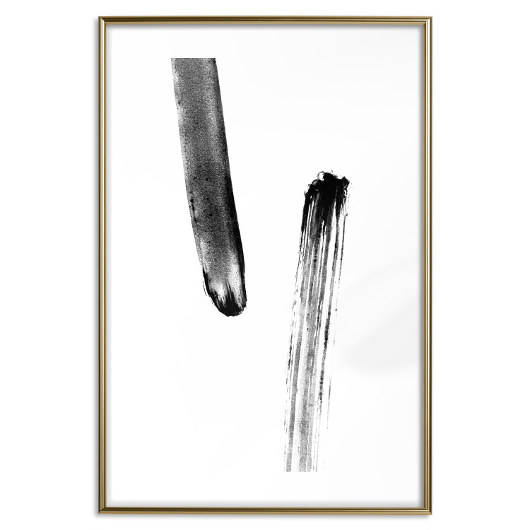 Wall Poster Chance Encounter - simple black and white abstraction in paint streaks 119264 additionalImage 16