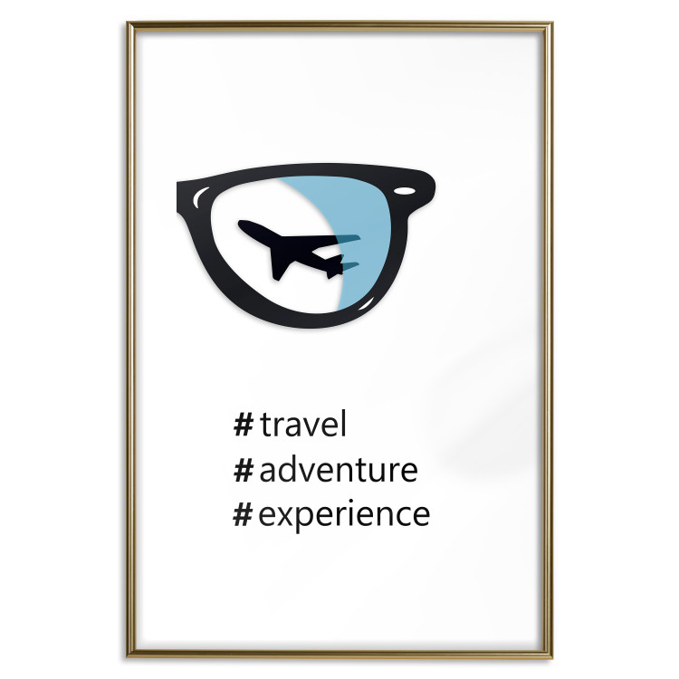 Wall Poster New Experiences - airplane in a spectacle lens with black inscriptions 122364 additionalImage 14