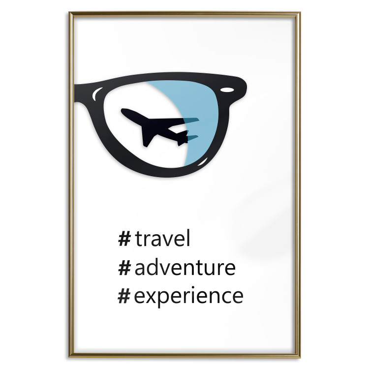 Wall Poster New Experiences - airplane in a spectacle lens with black inscriptions 122364 additionalImage 16