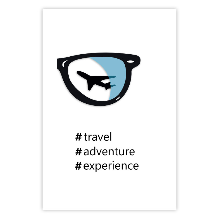 Wall Poster New Experiences - airplane in a spectacle lens with black inscriptions 122364 additionalImage 19